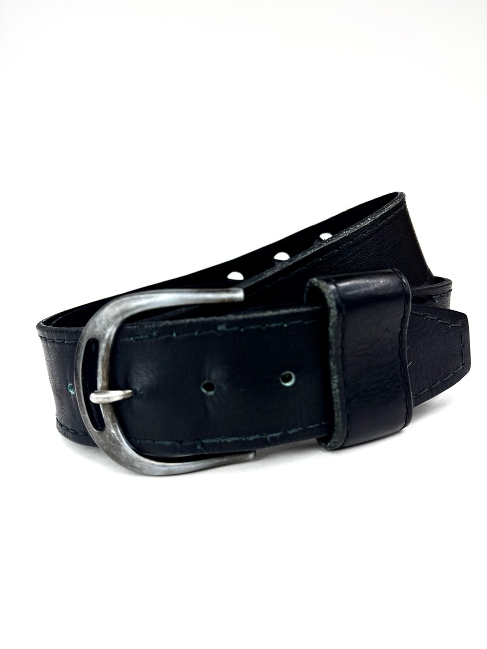 Vintage Black‎ Leather 80’s / 90’s  Biker Moto Punk Woven Detail Belt Unisex M/L - Picture 7 of 14